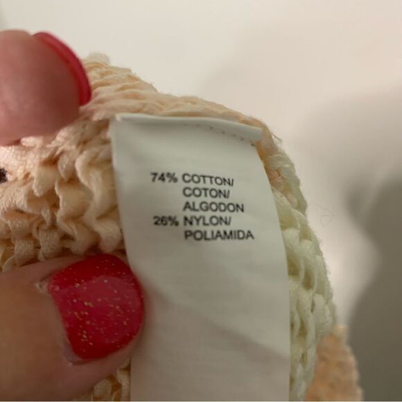 Kensie Pieces Open Knit Sweater Striped Off-white & Peach Orange Women’s Size M - Picture 8 of 8